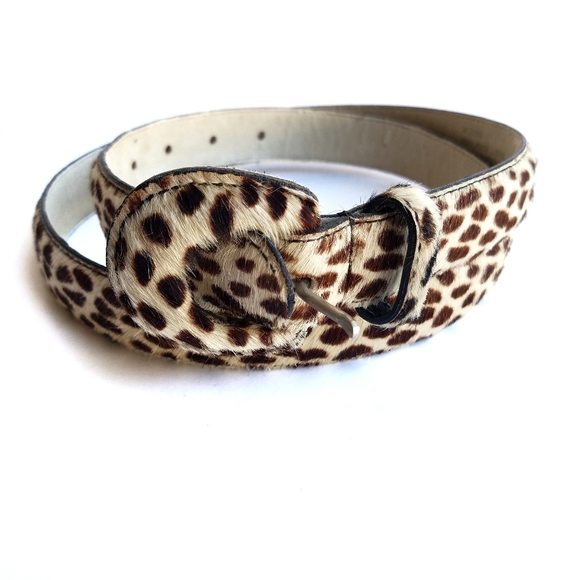 Vintage Accessories - Animal Cheetah print calf hair leather belt